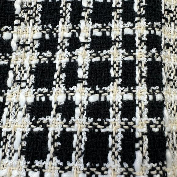 Ann Taylor Dress Womens 10 Black White Fringe Tweed Flare Plaid New Classic Work - Picture 6 of 12